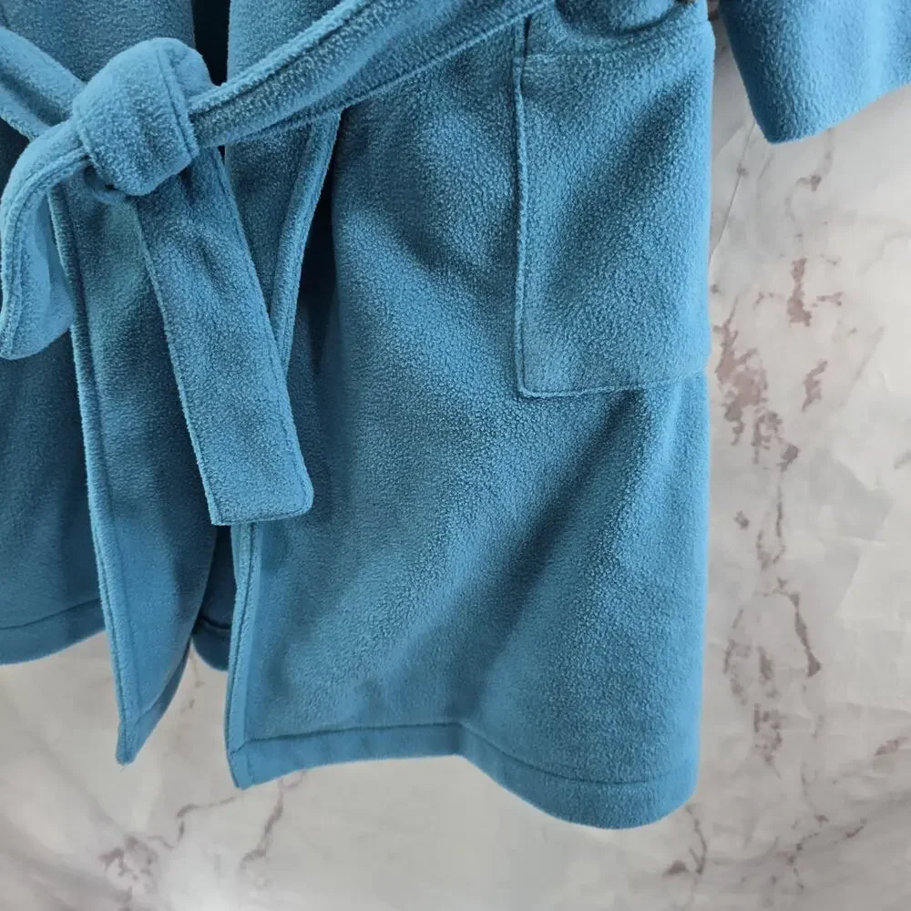 LL Bean Robe Kids 4 Blue Fleece Boys Girls Housecoat Bath Fleece Youth Vintage